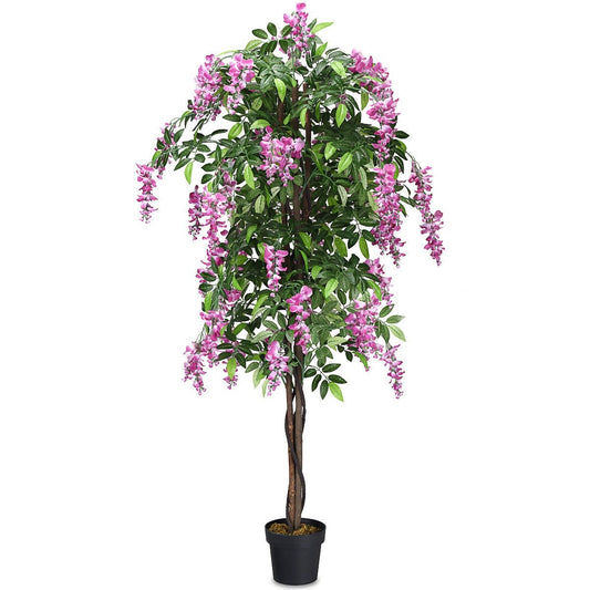 Elegant 6' Artificial Wisteria Tree with Lush Silk Leaves and Flowers