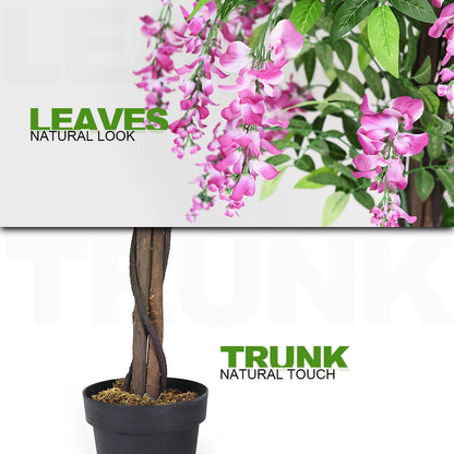 Elegant 6' Artificial Wisteria Tree with Lush Silk Leaves and Flowers