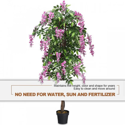 Elegant 6' Artificial Wisteria Tree with Lush Silk Leaves and Flowers