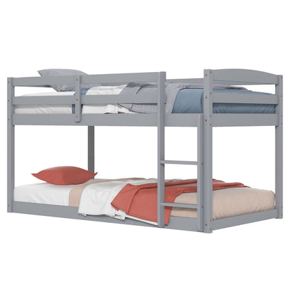 Sturdy Twin Size Bunk Bed with High Safety Guardrails and Integrated Ladder - Grey