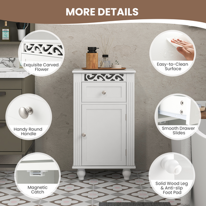 Versatile Bathroom Storage Cabinet with Drawer & Adjustable Shelf