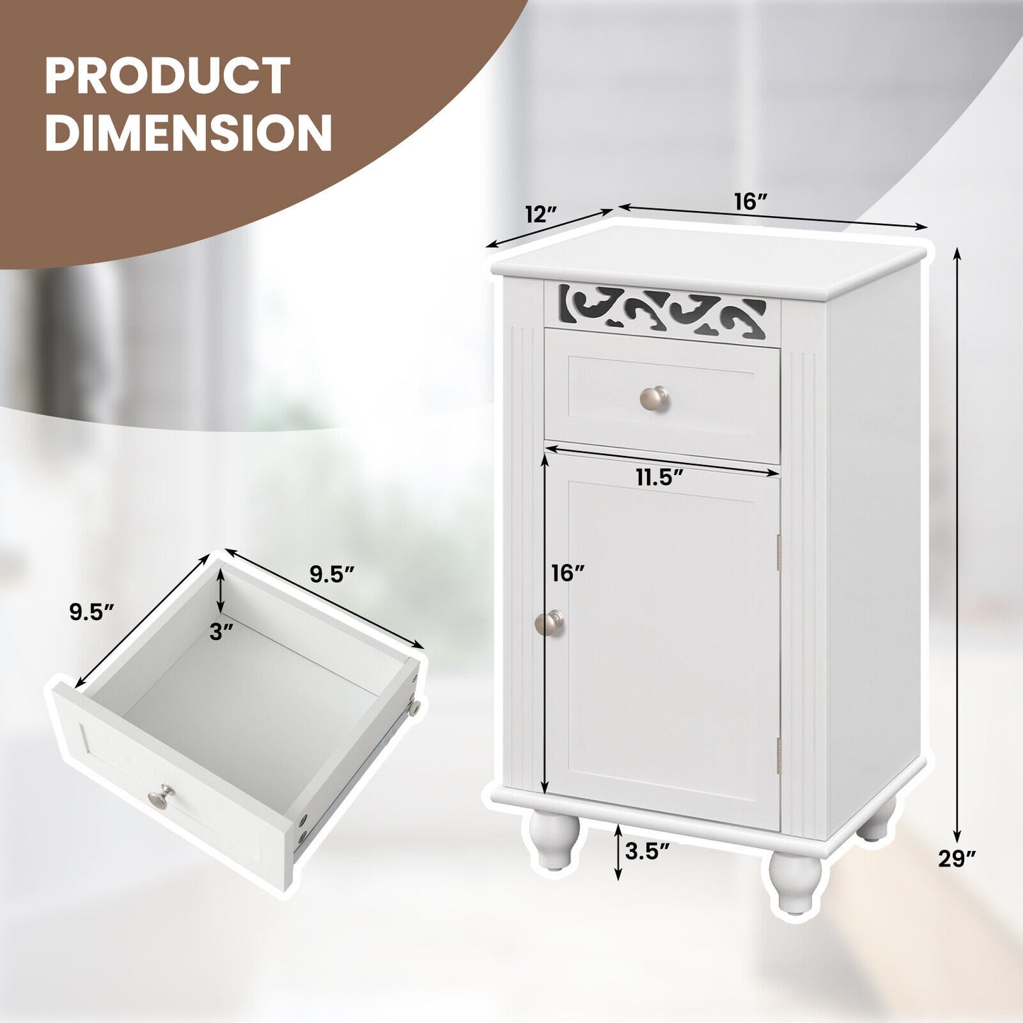 Versatile Bathroom Storage Cabinet with Drawer & Adjustable Shelf