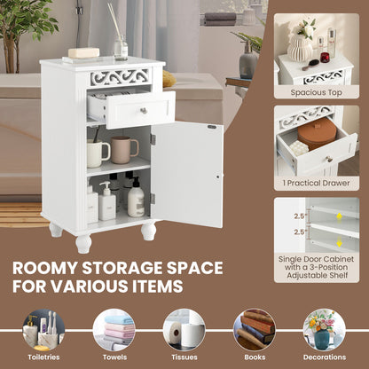 Versatile Bathroom Storage Cabinet with Drawer & Adjustable Shelf