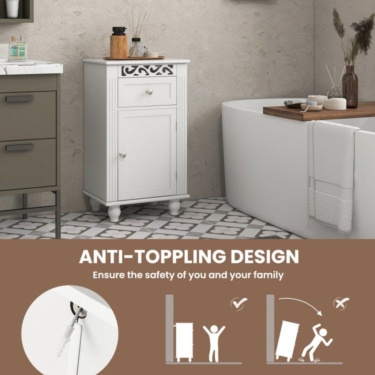 Versatile Bathroom Storage Cabinet with Drawer & Adjustable Shelf