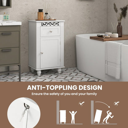Versatile Bathroom Storage Cabinet with Drawer & Adjustable Shelf