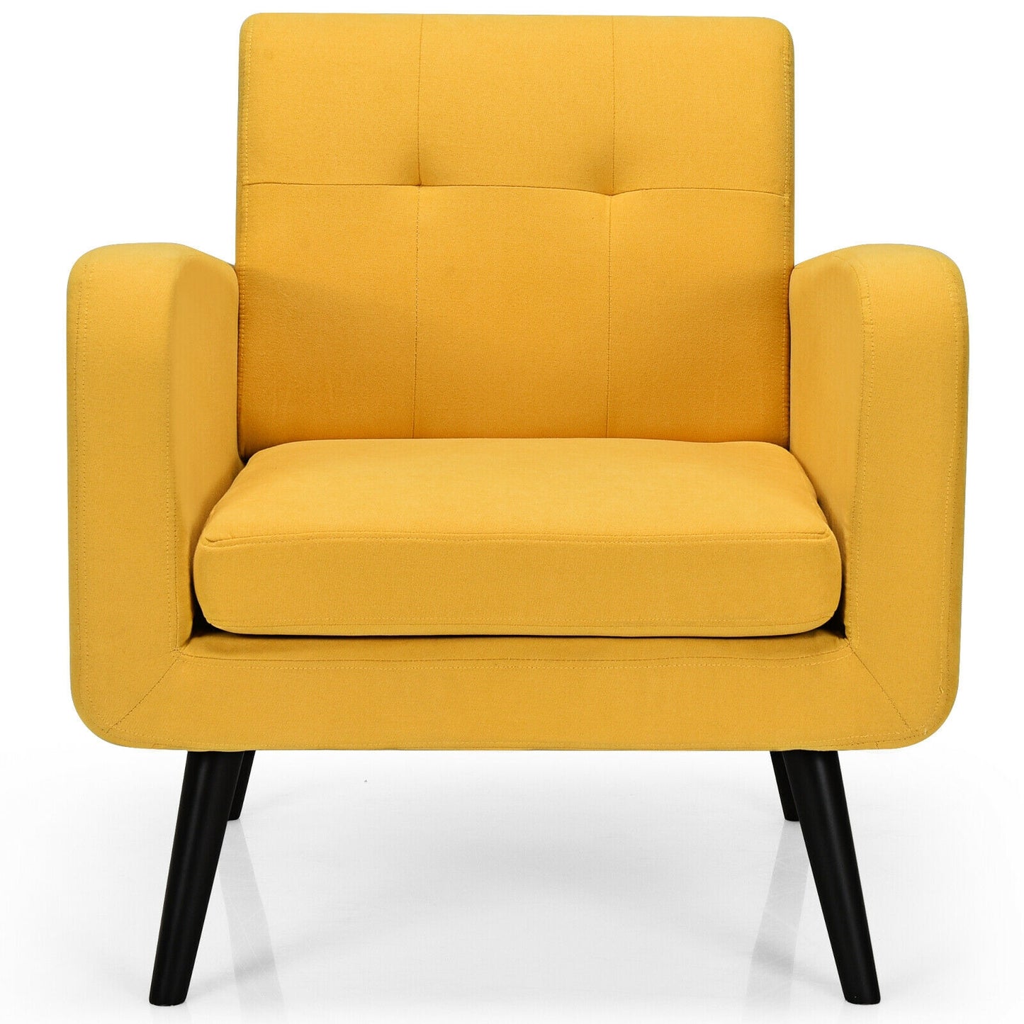 Contemporary Single Sofa Chair with Cushioned Seat and Wood Frame - Yellow