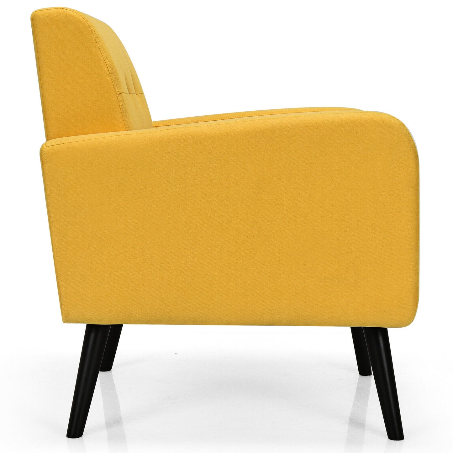 Contemporary Single Sofa Chair with Cushioned Seat and Wood Frame - Yellow