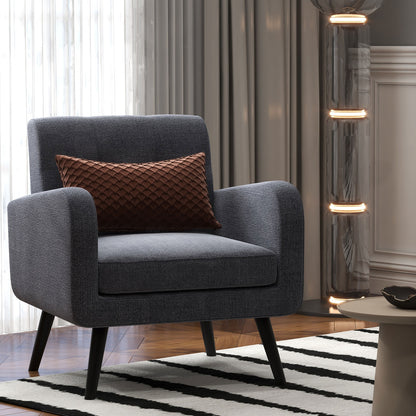 Contemporary Single Sofa Chair with Cushioned Seat and Wood Frame - Grey