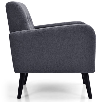 Contemporary Single Sofa Chair with Cushioned Seat and Wood Frame - Grey