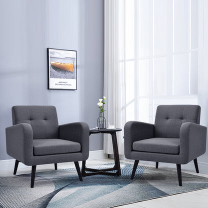 Contemporary Single Sofa Chair with Cushioned Seat and Wood Frame - Grey