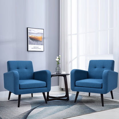 Contemporary Single Sofa Chair with Cushioned Seat and Wood Frame - Navy