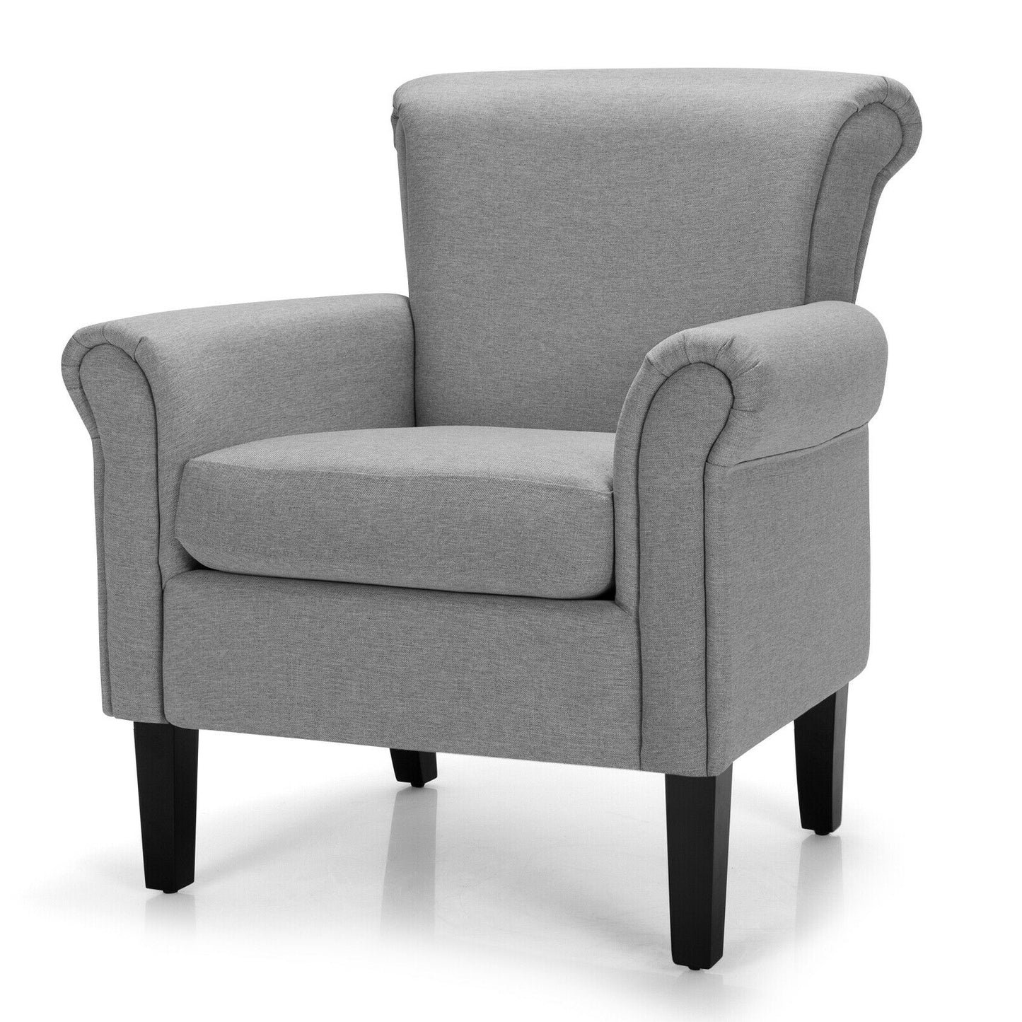 Comfort Accent Chair with Wide Seat and Adjustable Foot Pads - Light Grey