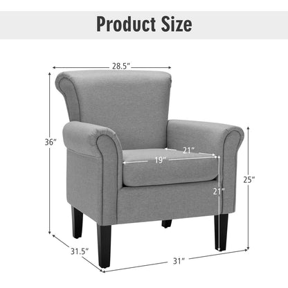 Comfort Accent Chair with Wide Seat and Adjustable Foot Pads - Light Grey