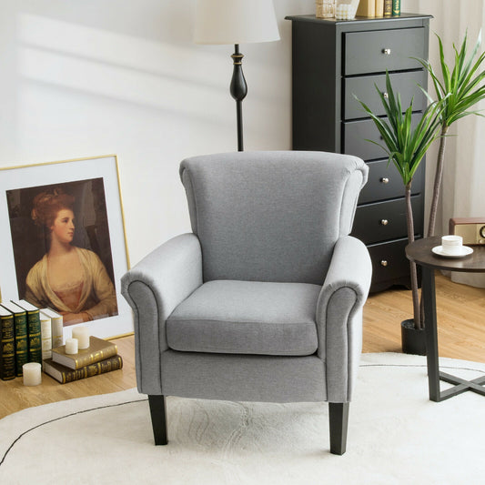 Comfort Accent Chair with Wide Seat and Adjustable Foot Pads - Light Grey