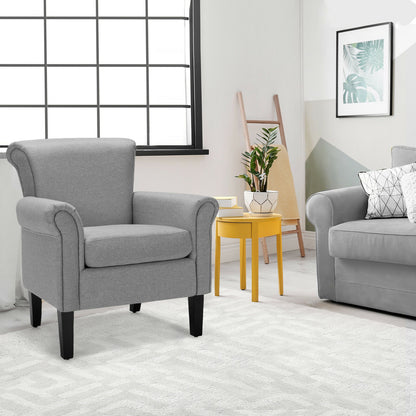 Comfort Accent Chair with Wide Seat and Adjustable Foot Pads - Light Grey