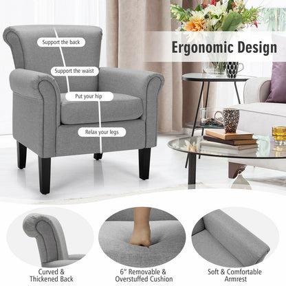 Comfort Accent Chair with Wide Seat and Adjustable Foot Pads - Light Grey