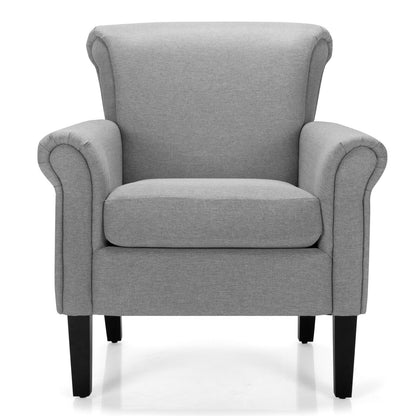 Comfort Accent Chair with Wide Seat and Adjustable Foot Pads - Light Grey