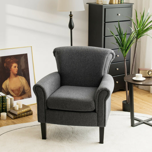 Comfort Accent Chair with Wide Seat and Adjustable Foot Pads - Dark Grey