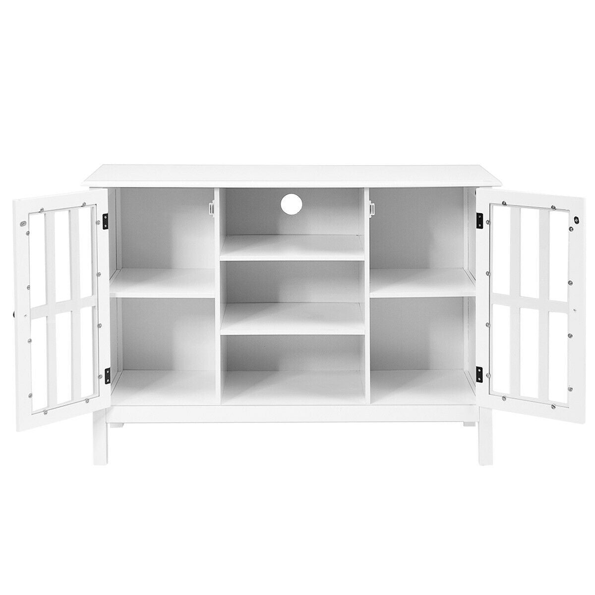 Modern Wooden TV Stand Cabinet with Storage for TVs up to 50 Inches – White Finish