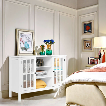 Modern Wooden TV Stand Cabinet with Storage for TVs up to 50 Inches – White Finish