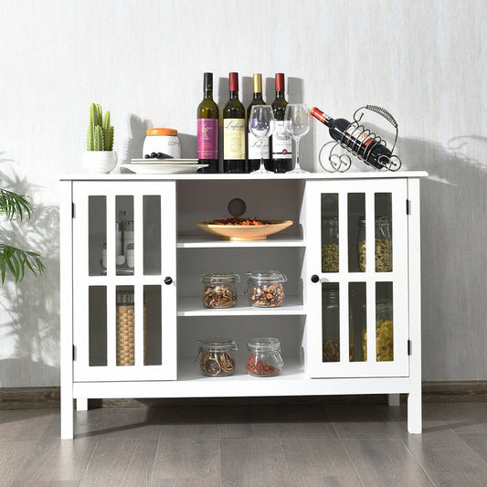 Modern Wooden TV Stand Cabinet with Storage for TVs up to 50 Inches – White Finish