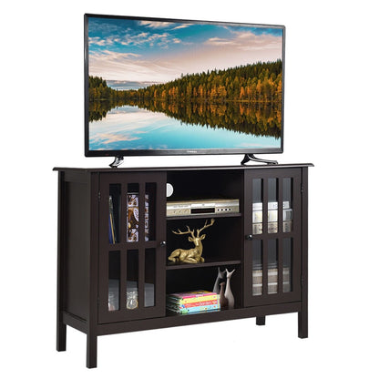 Modern Wooden TV Stand Cabinet with Storage for TVs up to 50 Inches – Brown Finish