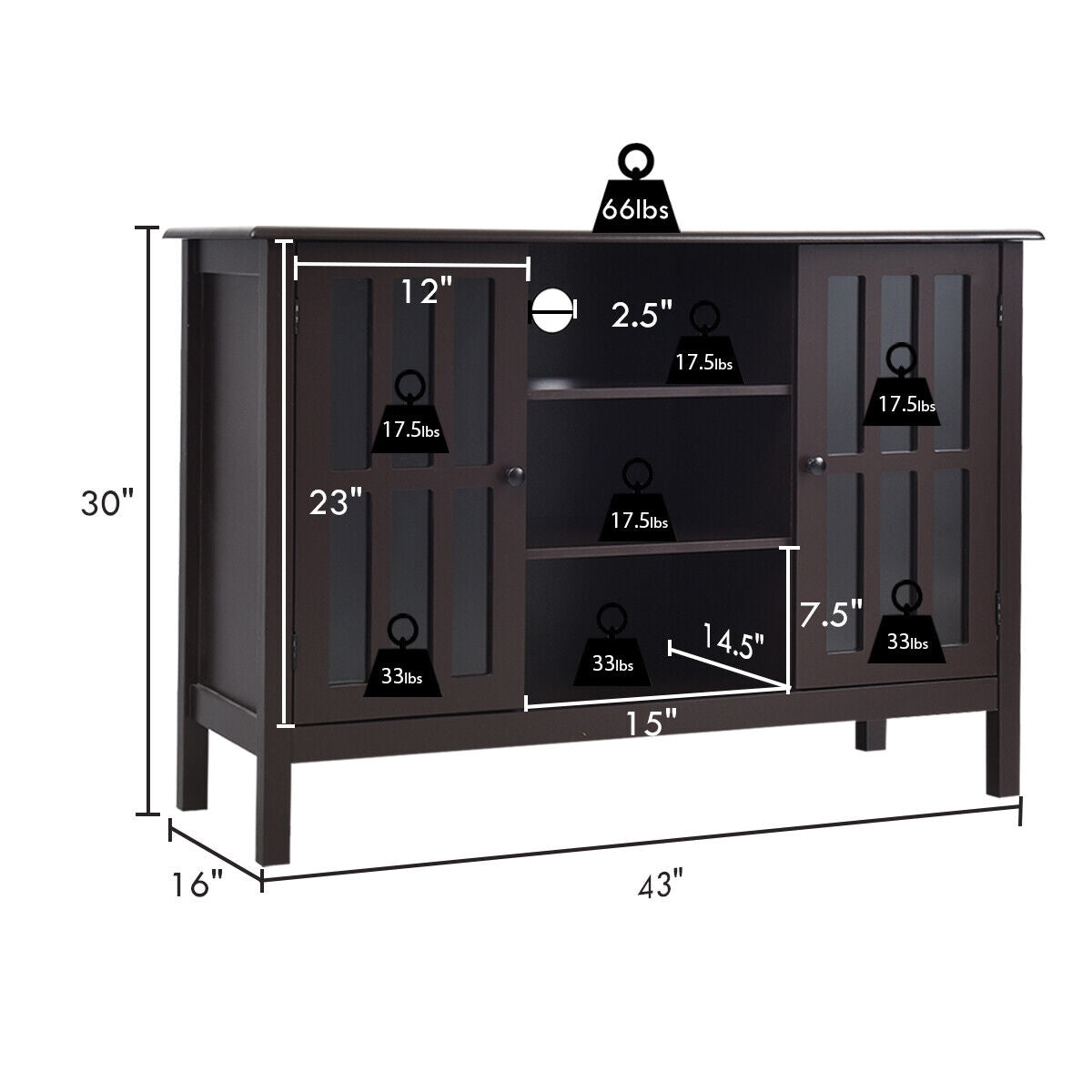 Modern Wooden TV Stand Cabinet with Storage for TVs up to 50 Inches – Brown Finish