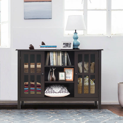Modern Wooden TV Stand Cabinet with Storage for TVs up to 50 Inches – Brown Finish