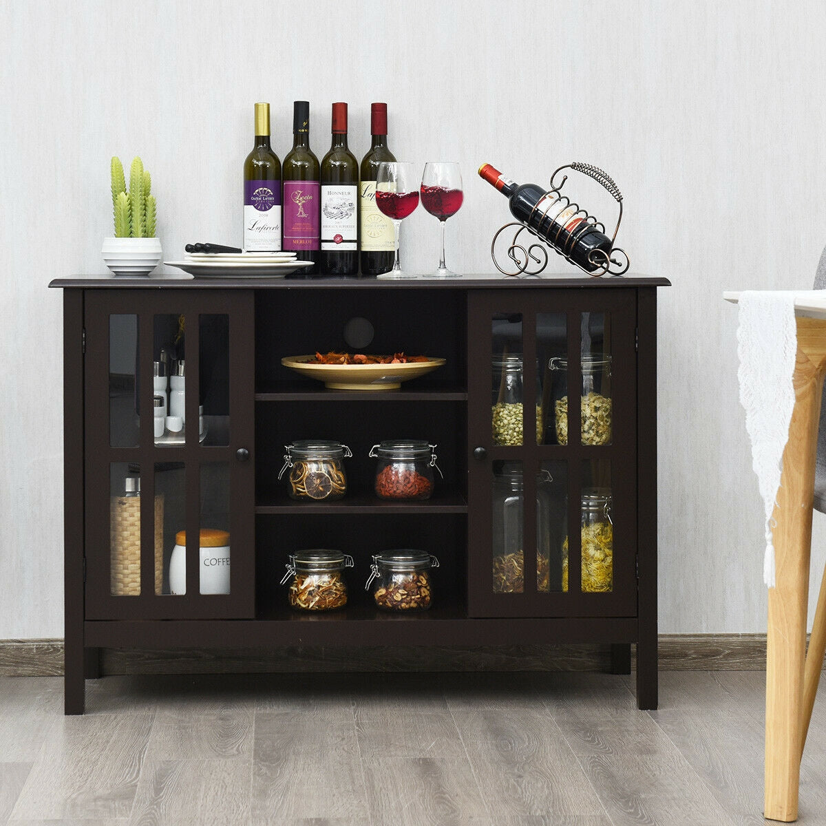 Modern Wooden TV Stand Cabinet with Storage for TVs up to 50 Inches – Brown Finish