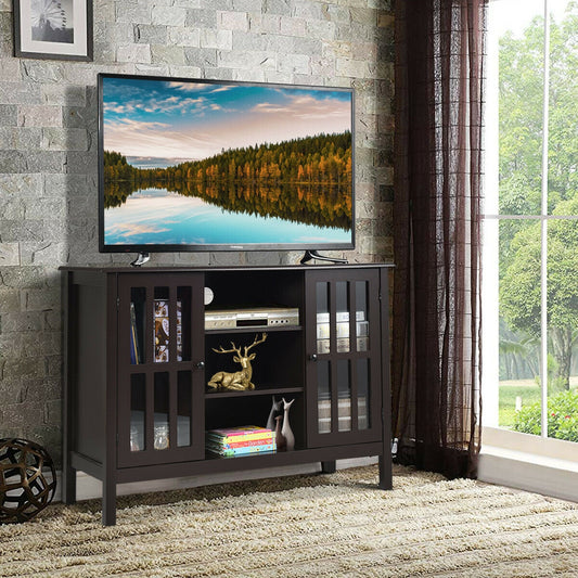 Modern Wooden TV Stand Cabinet with Storage for TVs up to 50 Inches – Brown Finish