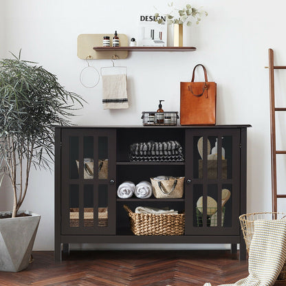 Modern Wooden TV Stand Cabinet with Storage for TVs up to 50 Inches – Brown Finish