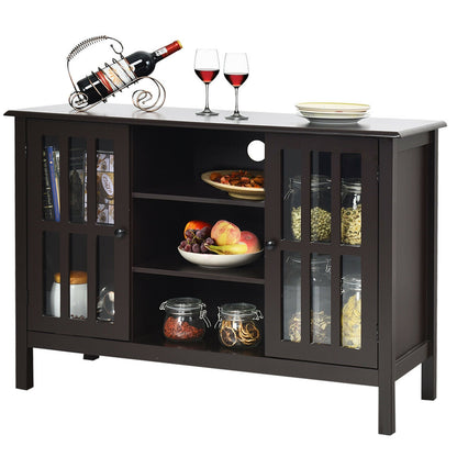 Modern Wooden TV Stand Cabinet with Storage for TVs up to 50 Inches – Brown Finish