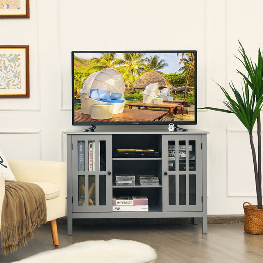Modern Wooden TV Stand Cabinet with Storage for TVs up to 50 Inches – Grey