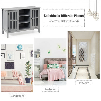 Modern Wooden TV Stand Cabinet with Storage for TVs up to 50 Inches – Grey