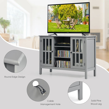 Modern Wooden TV Stand Cabinet with Storage for TVs up to 50 Inches – Grey