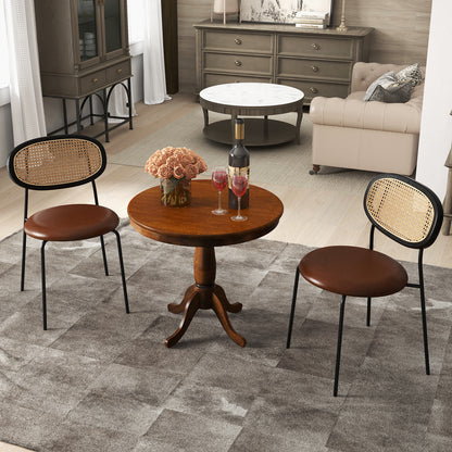 32 Inch Round Wood Pedestal Dining Table for Kitchen or Small Spaces