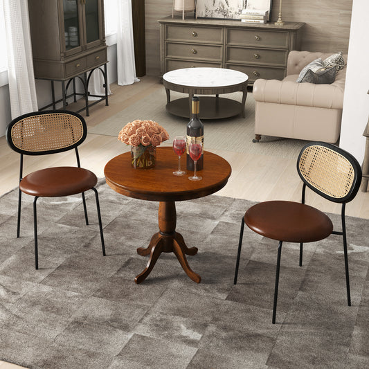 32 Inch Round Wood Pedestal Dining Table for Kitchen or Small Spaces