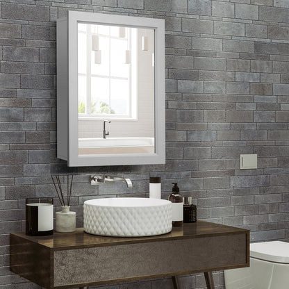 Modern Wall-Mounted Medicine Cabinet with Mirror and Adjustable Shelf