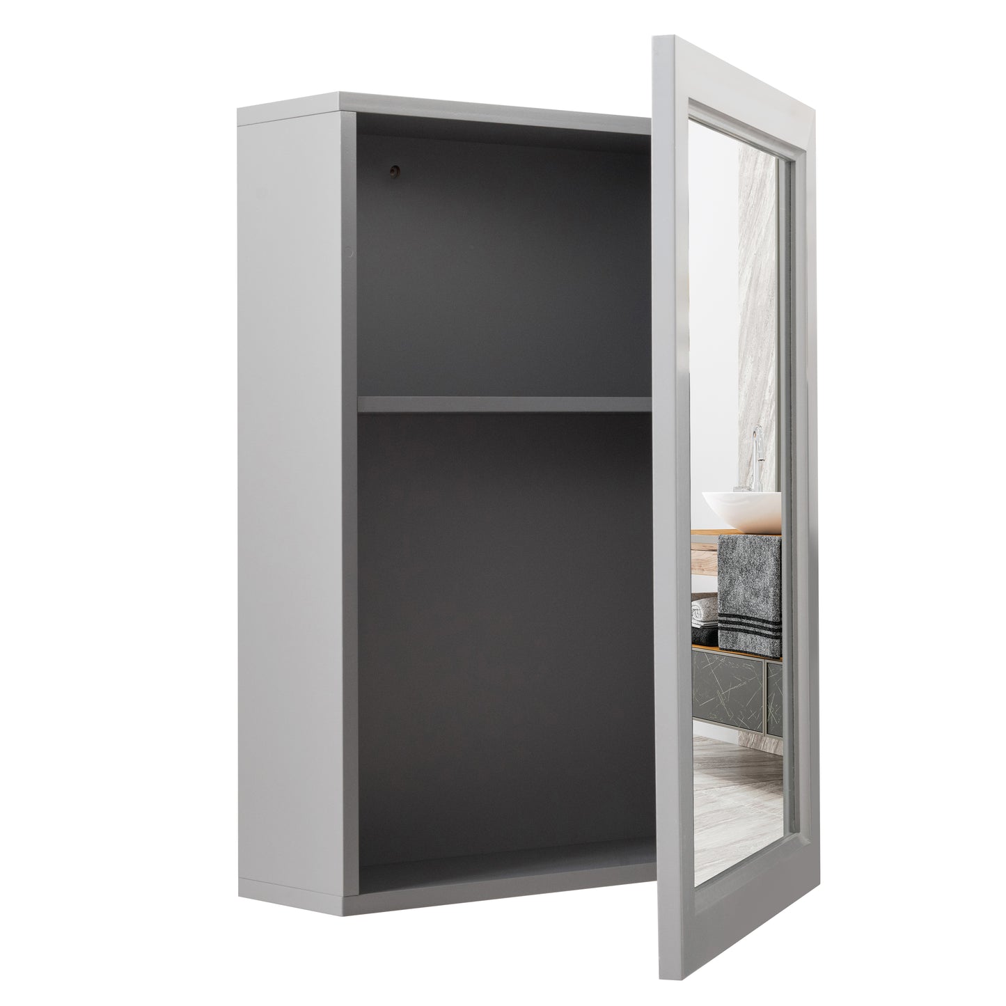 Modern Wall-Mounted Medicine Cabinet with Mirror and Adjustable Shelf