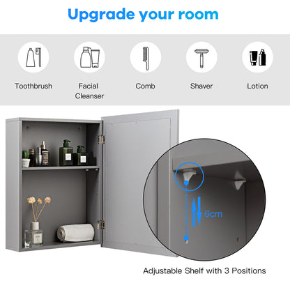 Modern Wall-Mounted Medicine Cabinet with Mirror and Adjustable Shelf