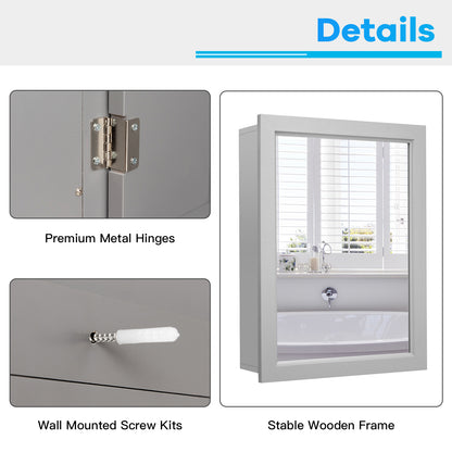 Modern Wall-Mounted Medicine Cabinet with Mirror and Adjustable Shelf