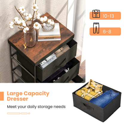 Modern Fabric Nightstand with 3 Storage Drawers and Sturdy Frame - Black