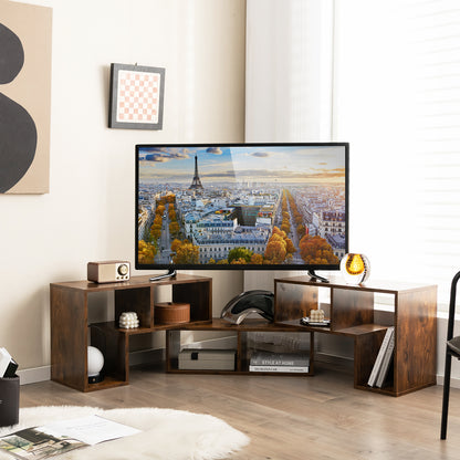 Adjustable 3-Piece TV Console with Shelves for TVs up to 65 Inch in Brown Finish