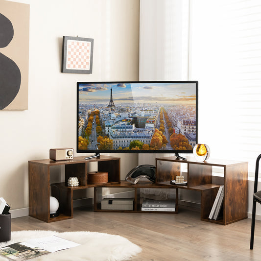 Adjustable 3-Piece TV Console with Shelves for TVs up to 65 Inch in Brown Finish