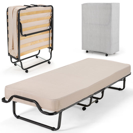 Portable Rollaway Bed with Memory Foam Mattress and Dust-Proof Bag – Made in Italy