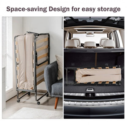 Portable Rollaway Bed with Memory Foam Mattress and Dust-Proof Bag – Made in Italy