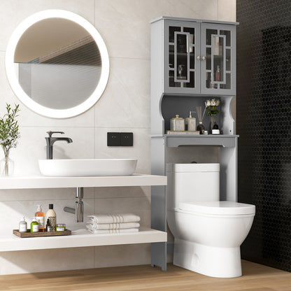 Over-the-Toilet Bathroom Spacesaver Cabinet with Door Storage