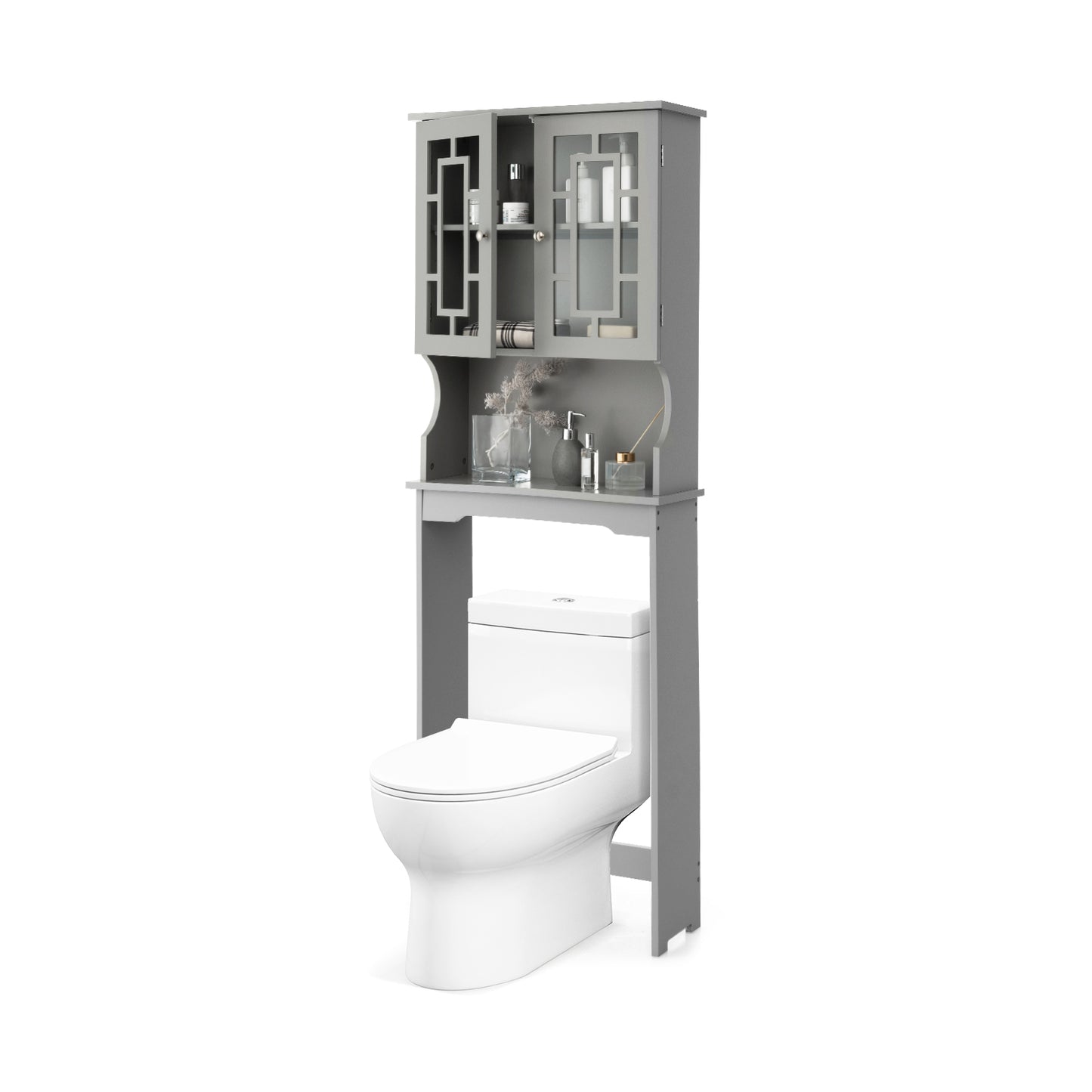 Over-the-Toilet Bathroom Spacesaver Cabinet with Door Storage