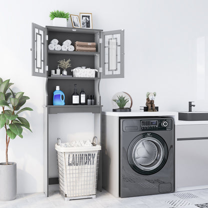 Over-the-Toilet Bathroom Spacesaver Cabinet with Door Storage