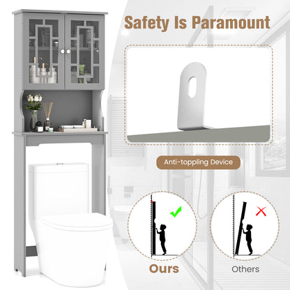 Over-the-Toilet Bathroom Spacesaver Cabinet with Door Storage